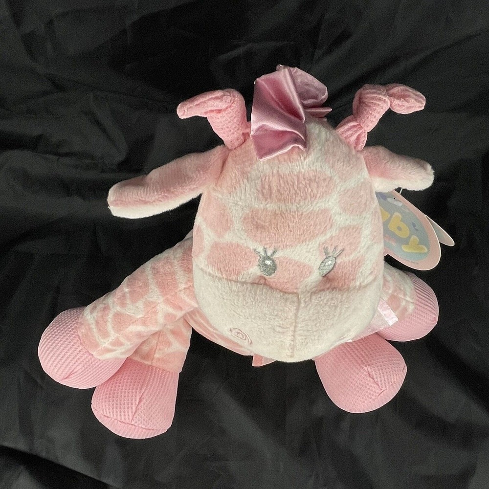 First And Main Jingles Pink Giraffe Baby Plush Rattle Stuffed Toy Soft Eye #2765 - Picture 7 of 12